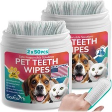 Premium Teeth Cleaning Wipes for Dogs  Cats - 100 Pcs - Pet Dental Care Finger