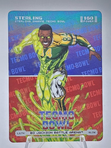 Bo Jackson Battle Arena Tecmo Bowl Logofoil Sterling L174 Glow SP Sterling Sharp