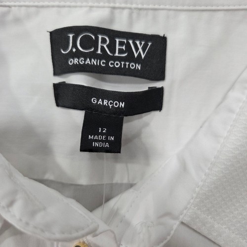 J. Crew Garçon Tuxedo Shirt Cotton Poplin BV830 French Cuff Enamel Buttons Sz 12 - Picture 5 of 10