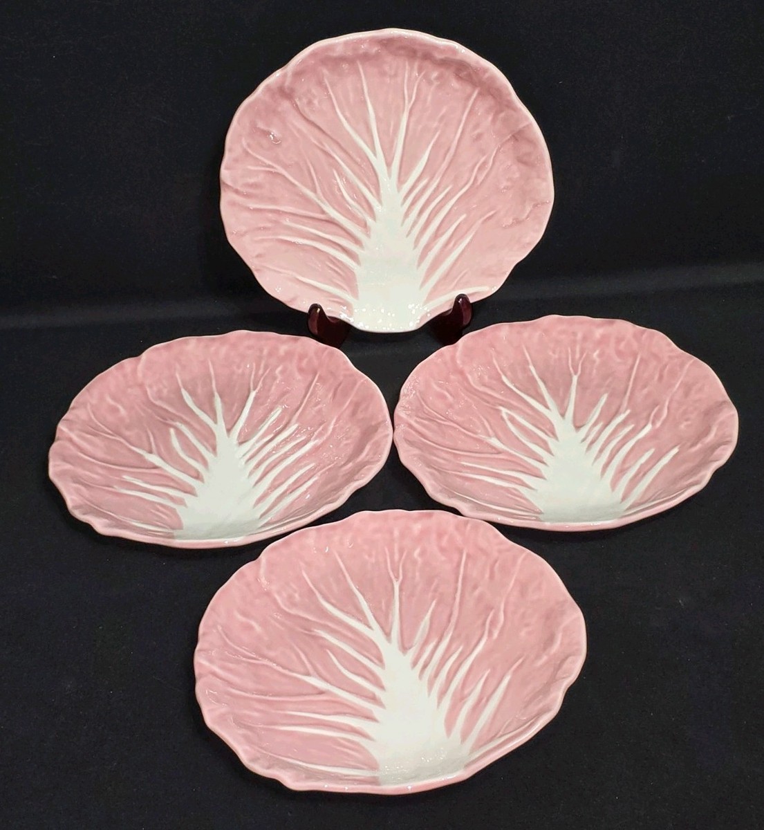 Set of 4 New Target Radicchio / Cabbage Leaf Pink Salad Plates