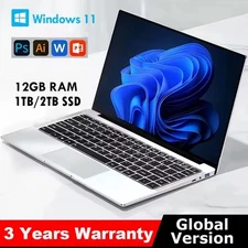 New Windows 11 Pro Intel Atom A3950 2025 Notebook Gamer 12GB RAM 512 GB SSD