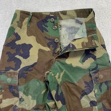 Vintage 80s Woodland Camo Military Cargo Pants Mens XS Button Fly US Army 27x29