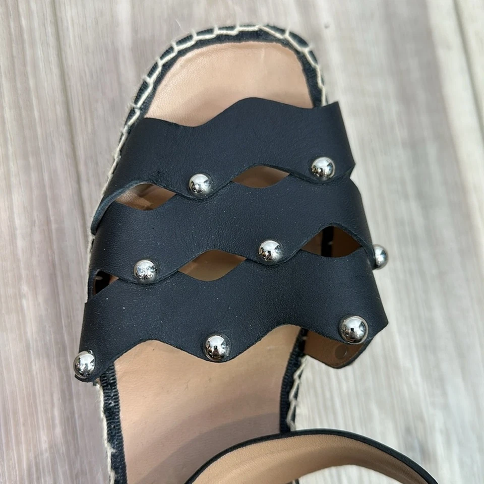 Aquatalia Brianne leather studded espadrille sandals size 7 - Image 3 of 4