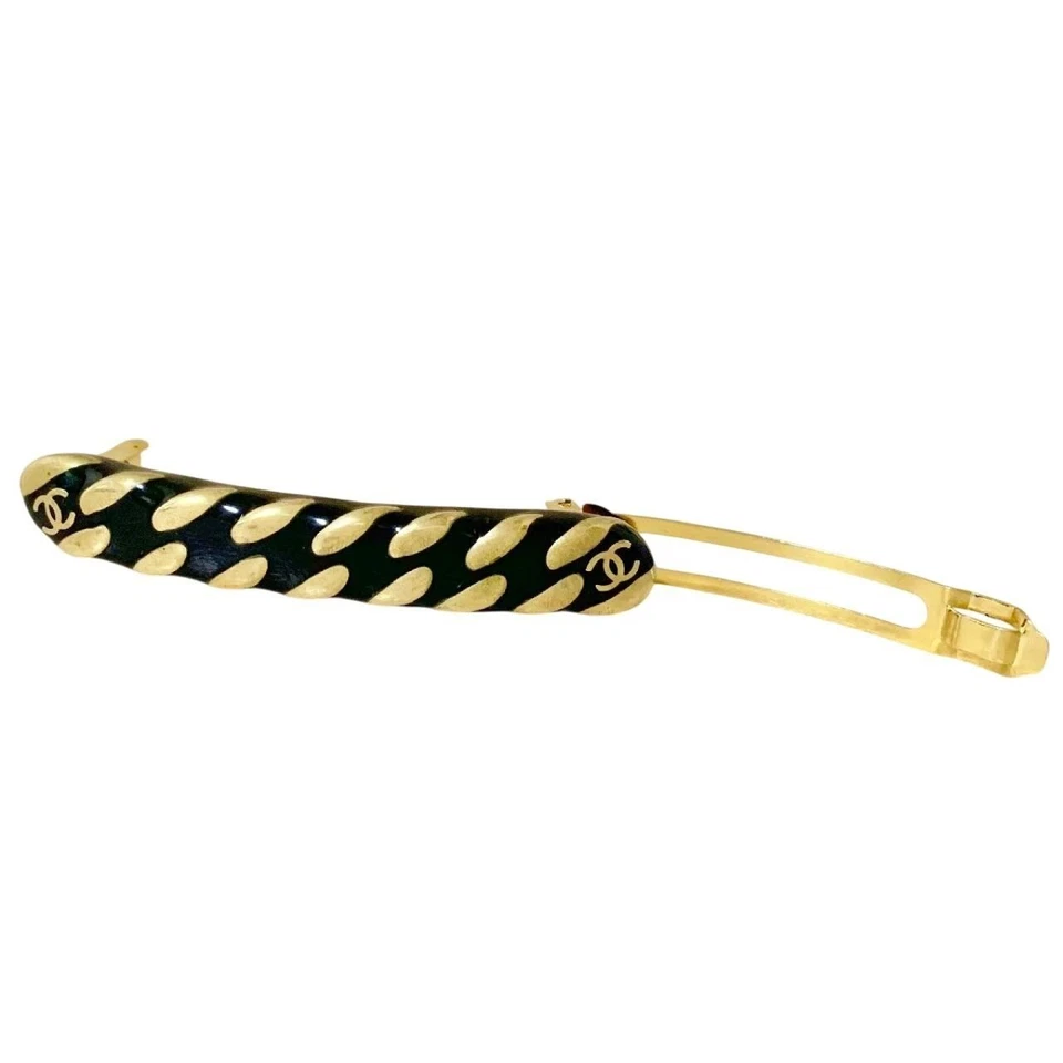 CHANEL Barrette Hair Clip CoCo Gold Black - Image 2 of 4