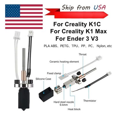 Upgrade Hotend For Creality K1C/K1 Max/Ender 3 V3 3D Printer Heating Block Kit
