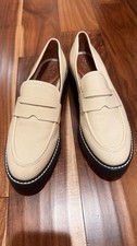 FRANCO SARTO Balin Lug Sole Penny Loafer Putty Patent Size 9 M EEUC