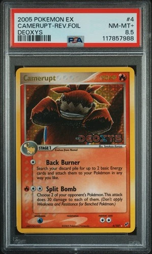 2005 POKEMON EX DEOXYS #4 CAMERUPT-REVERSE FOIL PSA 8.5 POP 1