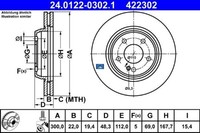 2X Bremsscheibe ATE 24.0122-0302.1 2 Bremsscheiben Hinterachse Hinten