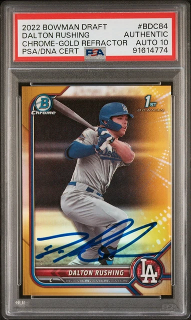 Dalton Rushing signed Auto 2022 1st Bowman Gold Refractor /50 PSA 10