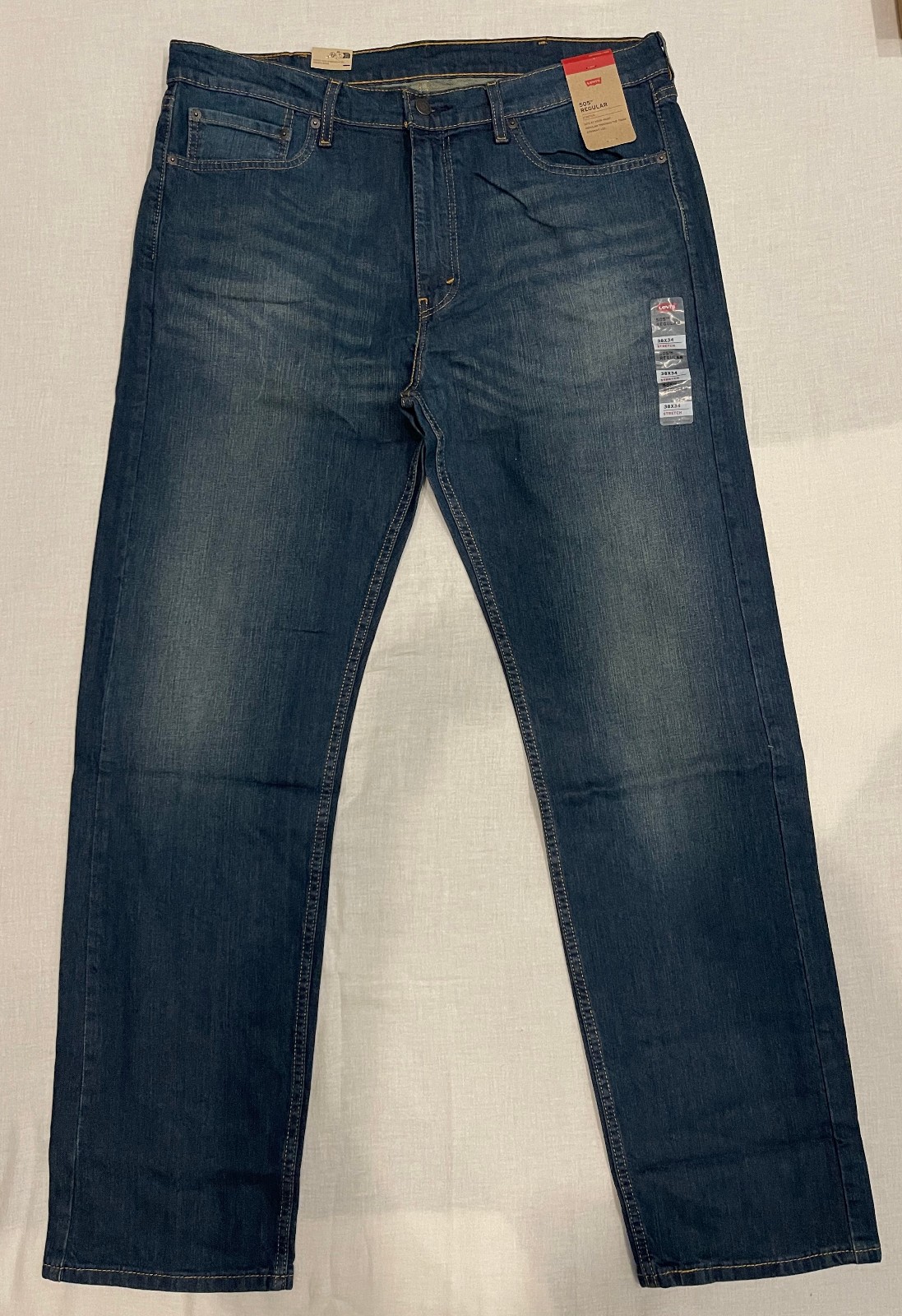 Levis 505 Mens Regular Fit Stretch Jeans 38X34 Blue #1064 thumbnail 3