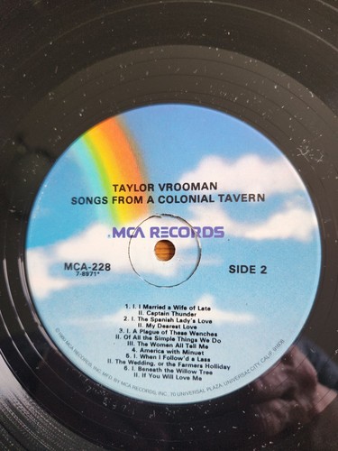 Tayler Vrooman ~ Songs from a Colonial Tavern Album LP Colonial Williamsburg MCA - Picture 5 of 5