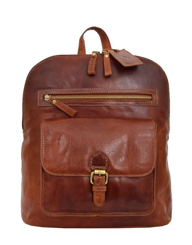 Damen-Freizeitrucksack aus Leder mittelgroße Tasche Organizer Rucksack Doris hellbraun - Bild 3 von 7