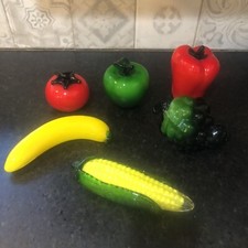 Set Of 6 Vintage Murano Style Glass Hand Blown Fruit and veggies