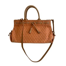 Dooney & Bourke Orange Mini Tassel Tote Signature Jacquard Canvas Bag