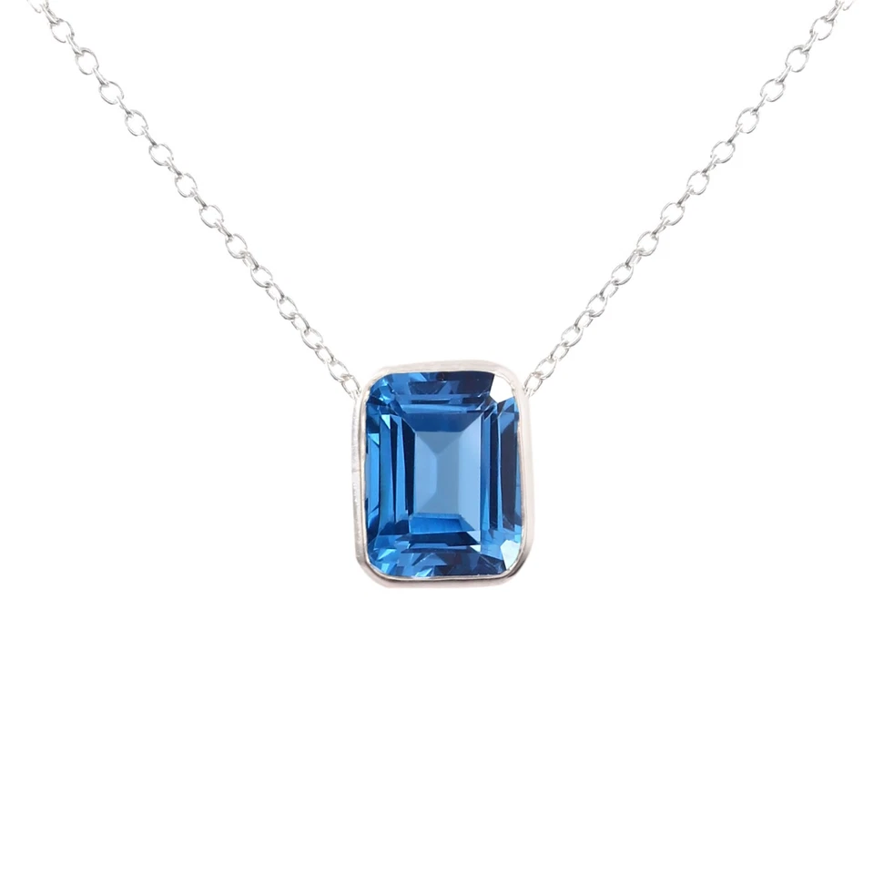AAA Naturale Ceylon Blu Spinello Gemma 925 Pendente Argento Fidanzamento Regali - Immagine 2 di 4