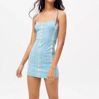 Urban Outfitters Roxanne Seamed Ribbed Mini Dress Size L NWT UO 90's look |  eBay