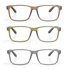 Paquete de 3 gafas de lectura de plástico estilo rectangular clásico EYE ZOOM para hombres mujeres