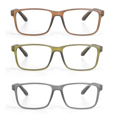 EYE ZOOM 3 Pack Plastic Classic Rectangular Style Reading Glasses for Men Women