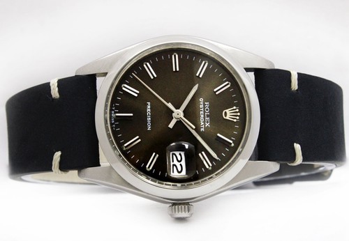 Vintage Rolex Oyster Date Precision Winding Sunburst Brown Men 34mm Watch 6694 - Picture 4 of 11