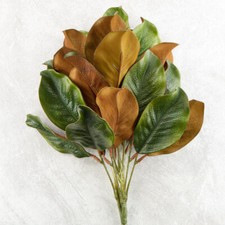 18" Brown and Green Artificial Magnolia Leaf Floral Bush