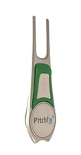 Pitchfix Tour Edition Green/White Golf Divot Tool with extra Ball Marker