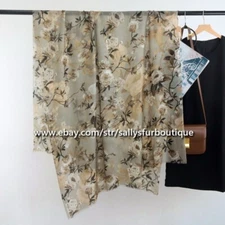  200s Cashmere Thin Scarf Wrap Shawl Florals Print Soft Delicate 78"*39"