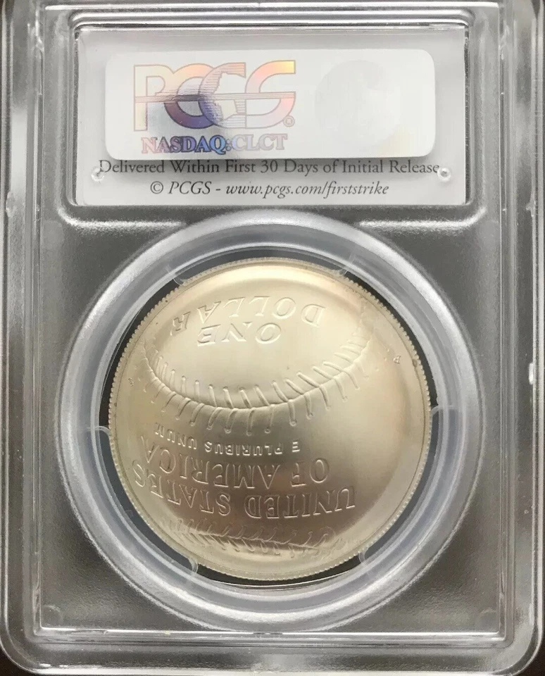 2014 FIRST PITCH BALTIMORE MS70 $1 PCGS Baseball Hall of Fame Commemorative!! - Image 2 of 2