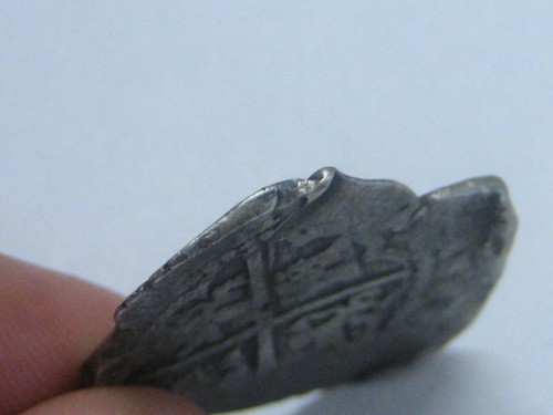 PHILIP III 2 REAL COB 1600s CURIOUS FORM SPANISH SILVER COLONIAL ERA COB ANTIQUE - Afbeelding 6 van 10
