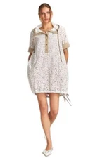 NEW TRICOT CHIC ITALIAN LUXURY GUIPURE-LACE MODERN DRAWSTRING DRESS 46/10