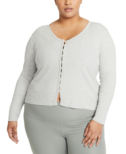 Yoga Ribbed Cardigan Sweater (Grey 