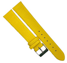 Watch Band Genuine Leather Lizard Grain YELLOW Flat 18 16mm Top Quality