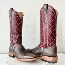 Rod Patrick Mens Cowboy Boots Brown Mocha Bison Leather Square Toe Western 9A