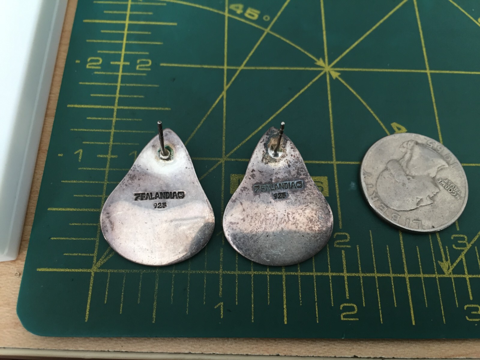 BIG Vtg Earrings MARKED Zealandia 925 STERLING SILVER Pierced Stud