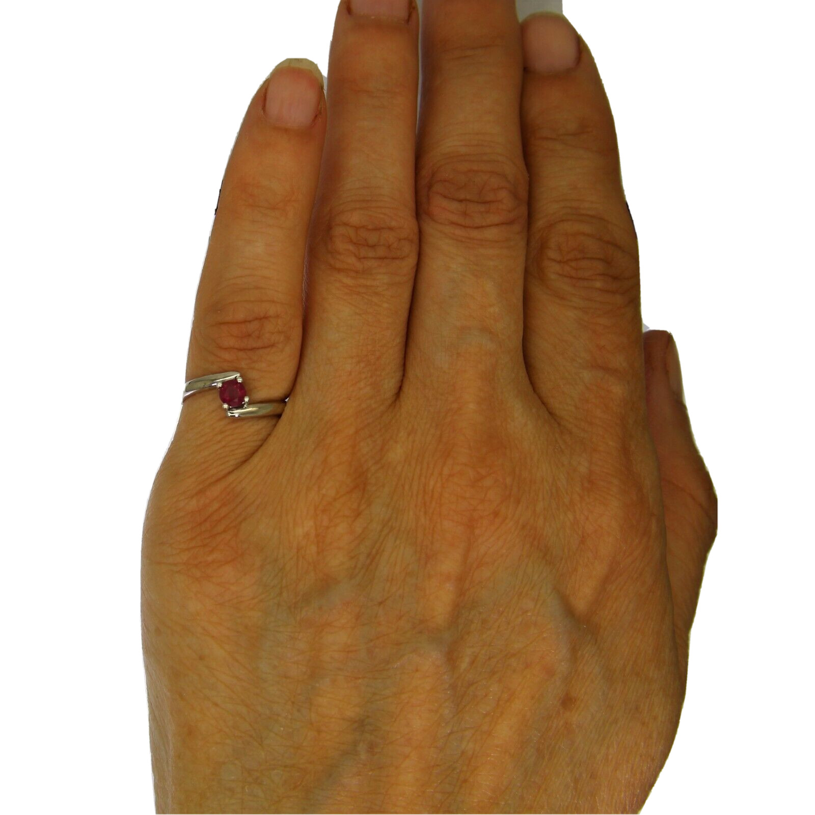 Pretty Ruby Bypass Solitaire 18ct White Gold ring… - image 8