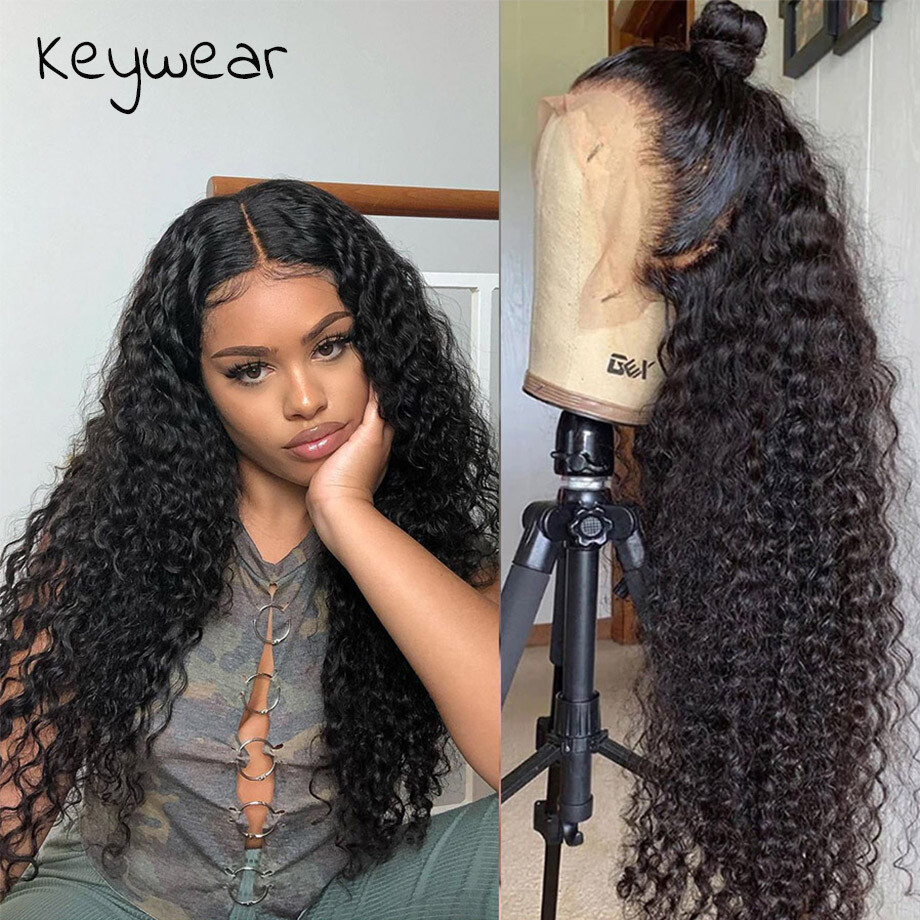 Curly Lace Front Human Hair Wigs for Black Women Brazilian Hair Wet And Wavy  HD | eBay