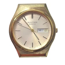 Mens L9 Bulova Accutron 10k RGP Day Date Read