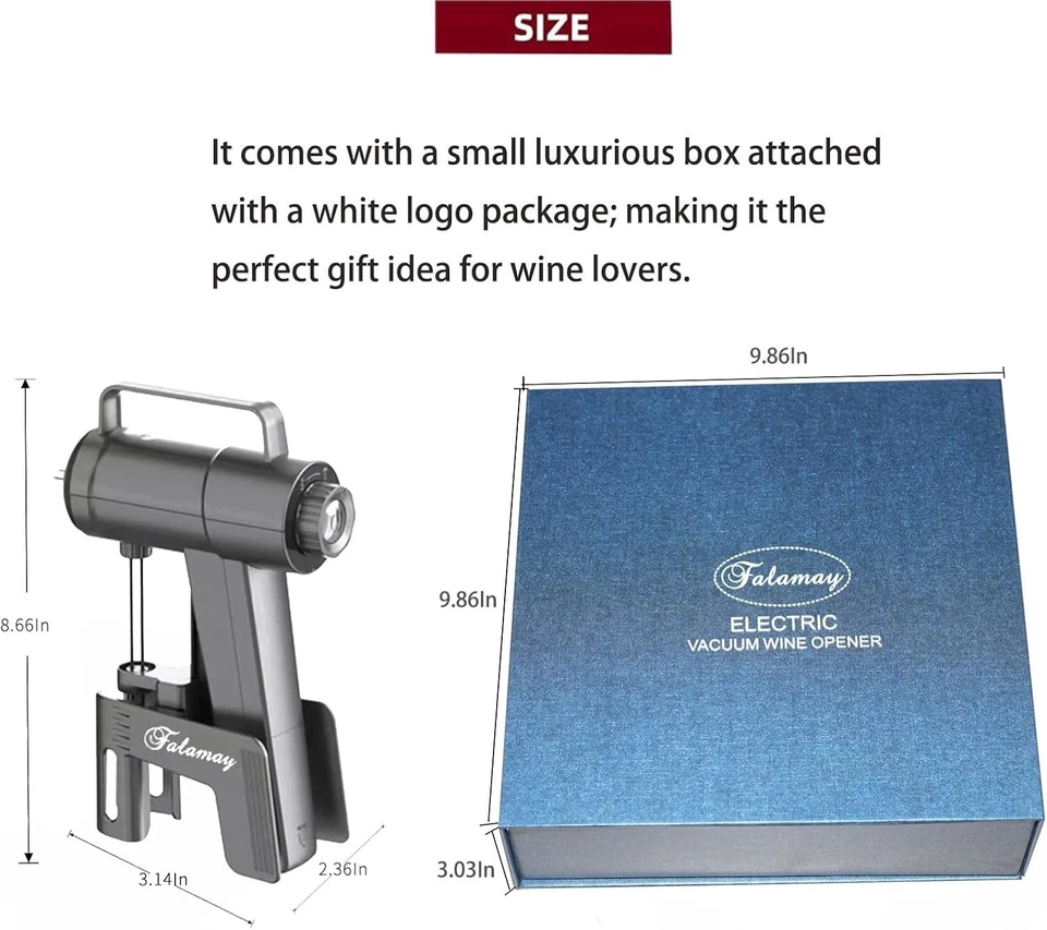 FALAMAY - Enganchedor de vino al vacío automático SIN abrir botella, aún así mantenga el W Foto 2 de 4