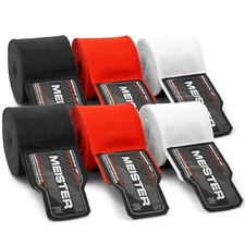 3 PAIRS PACK ADULT 180" HAND WRAPS Elastic Meister MMA Boxing Wraps Mexican NEW