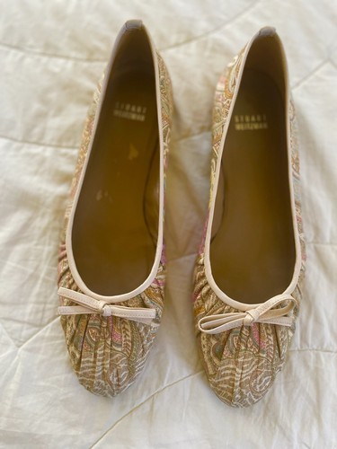 Stuart Weitzman multicolor paisley print silk and leather ballet flats 9N - Picture 6 of 19