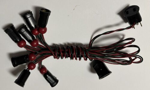 Antique Christmas Light String Xmas Lights C 6 Bulbs String Red Wood Balls Works - Picture 2 of 2