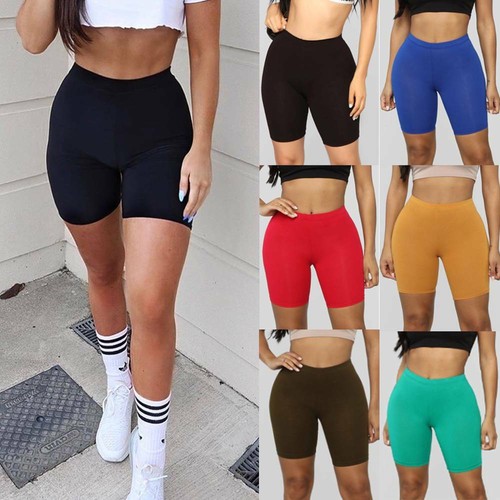 Womens High Waist Biker Shorts Bermuda 