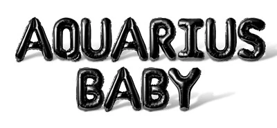 AQUARIUS BABY Letter Balloon Banner - 10 Color Options - Birthday Party Decor - Image 1 of 4