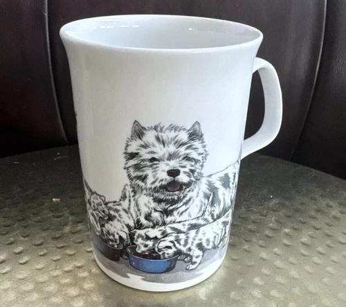 Roy Kirkham Dog Lovers Highland Terrier Fine Bone China 10oz Blue On White