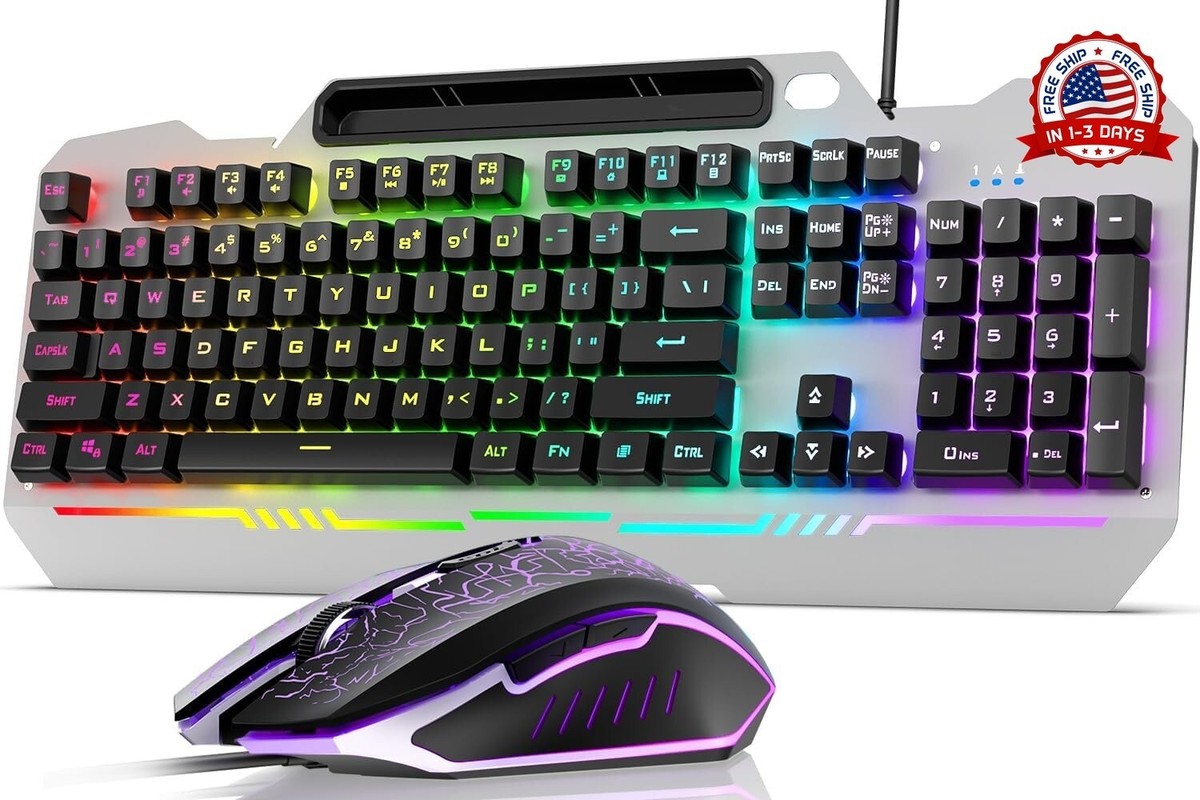 Jugeo De Teclado Y Mouse Gamer Para Gaming Multicolor LED Raton