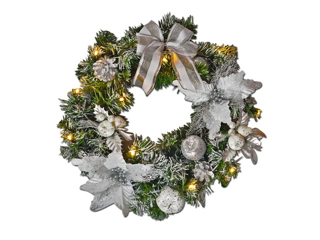 Winter Wreath Pre Lit 1 8m 2 7m Gold Stairs Fireplace Christmas