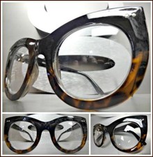 Oversize Vintage Retro Style Clear Lens EYE GLASSES Thick Black Tortoise Frame