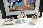 Collectable Skunks Set of 3 Fun Group! Trim w/ Fur- Guc!