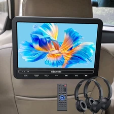 2X10.5" Screen Portable Car DVD Player Headrest Rechargeable Battery  W/ Headets