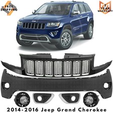 Front Bumper Cover Grille Assembly Kit For 2014-2016 Jeep Grand Cherokee
