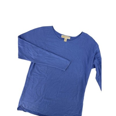 Michael Kors Womens XS Blue Long Sleeve Knit Tunic Sweater Curved Hem Top